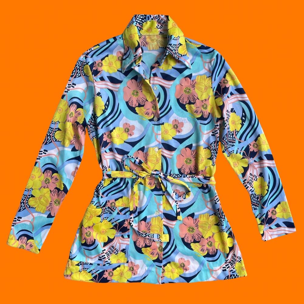 60's vintage groovy tunic blouse swim cover up MEDIUM Bali